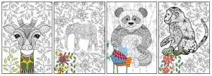 Joy of Coloring ( 11x17) 4 pack Artistic Animals